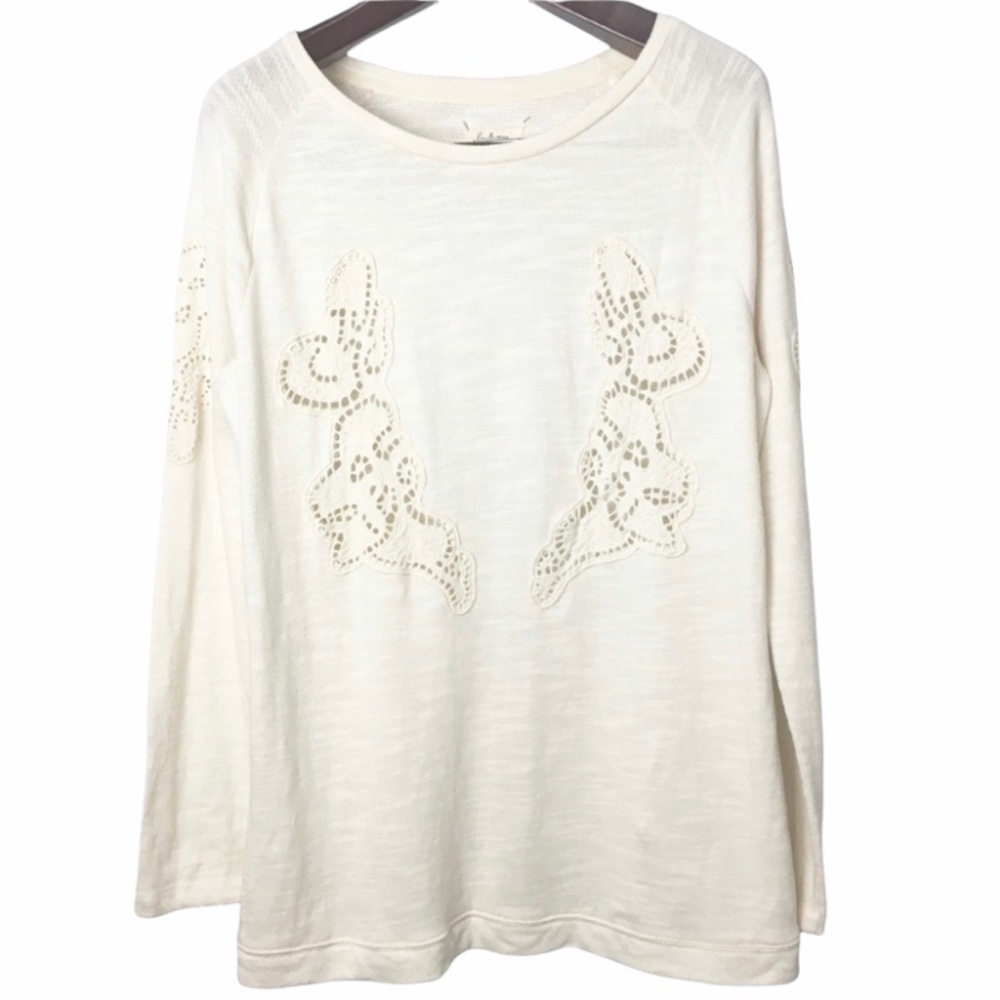 Lou & Grey Cream Embroidered Crew Neck Sweater